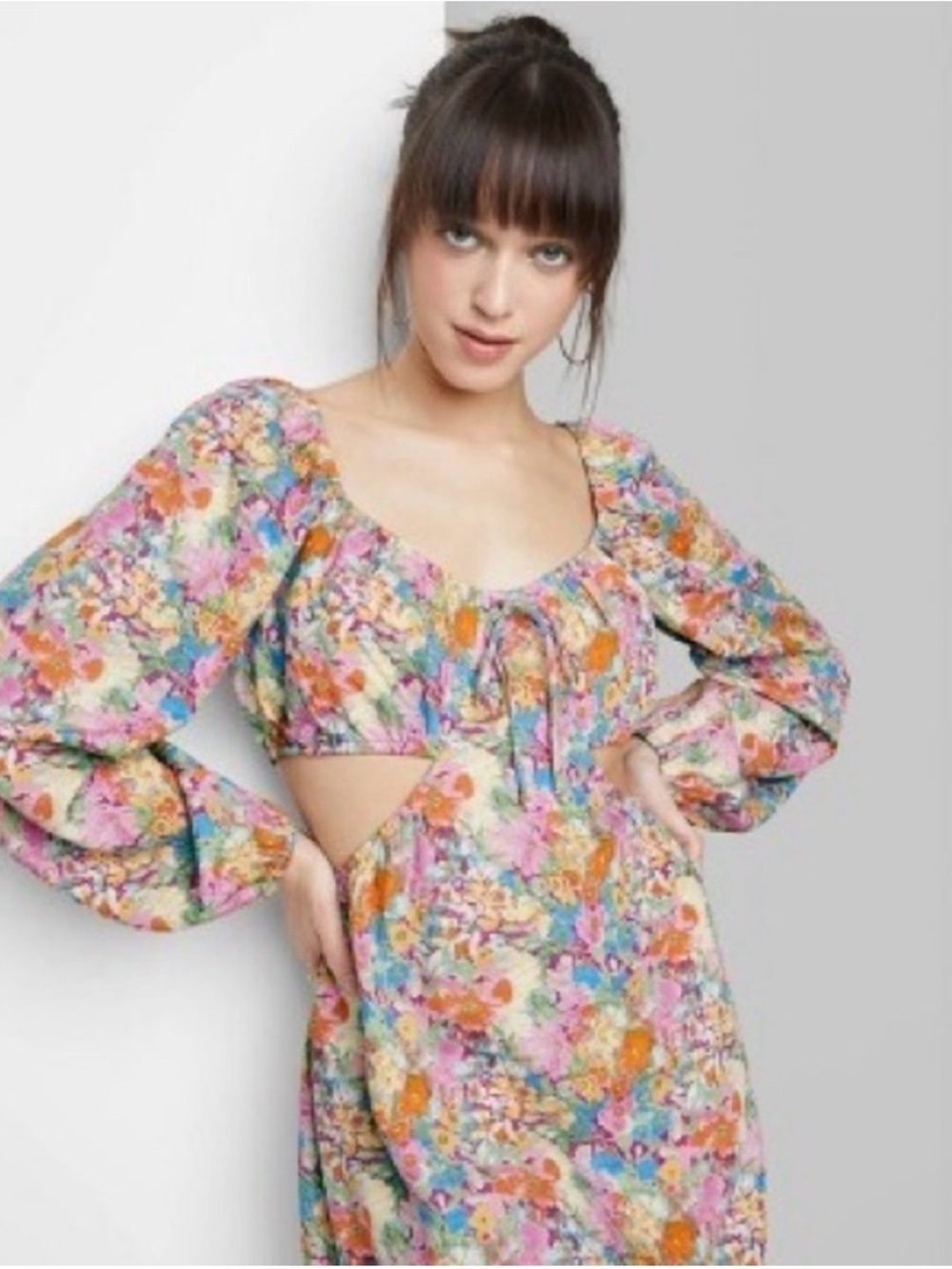 wild fable Floral Cutout Mini Dress - Multi Pastel